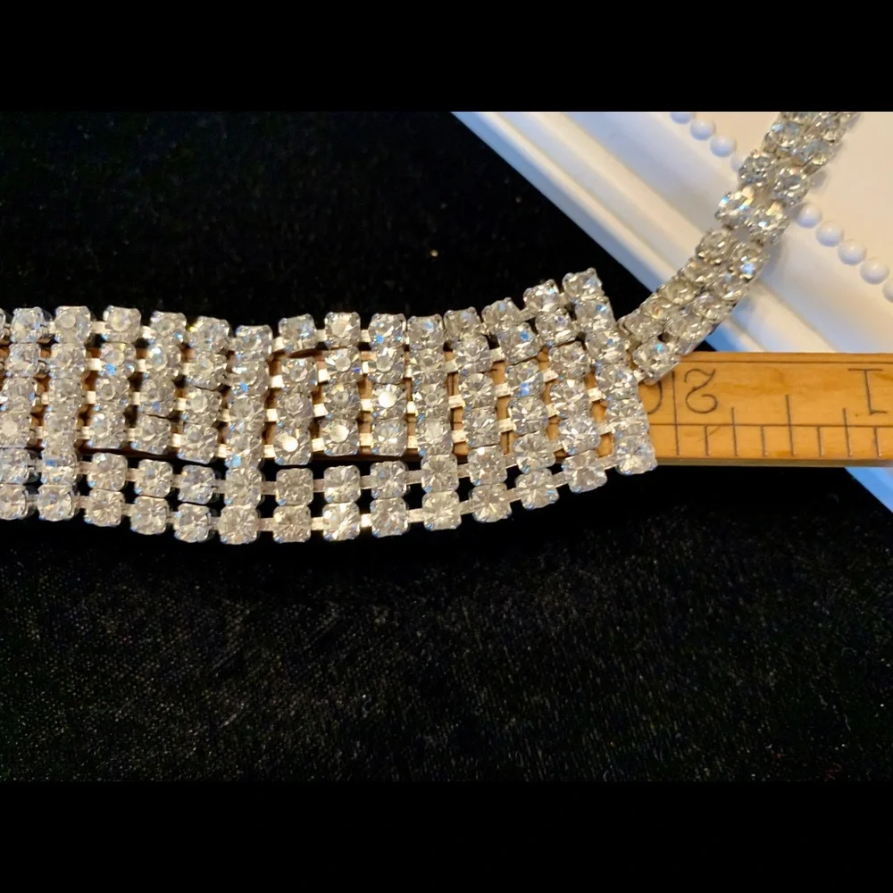Vintage belt silvertone rhinestone costume bling
